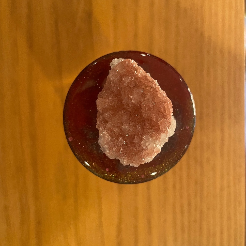 Spice jar with crystal and resin art